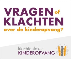 Op de foto ziet u een banner voor Klachtenloket Kinderopvang vierkant